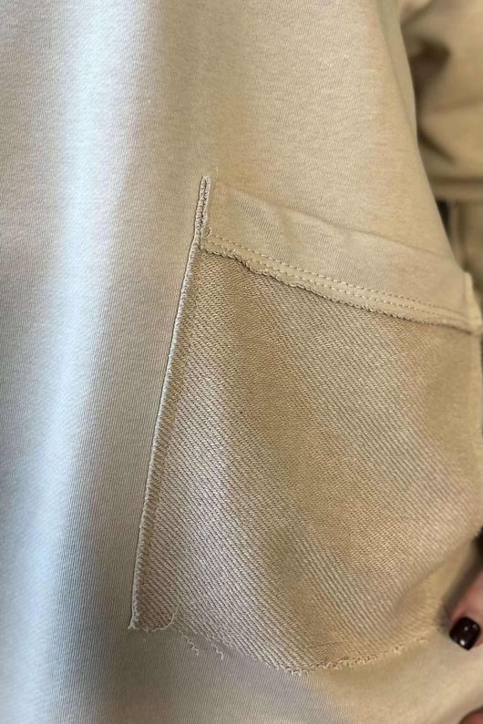 Scamp Raw Seam Funnel Neck Top Stone